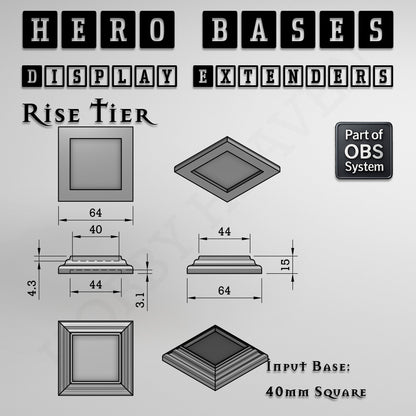Hero Bases Display Extenders | Squares and Rectangles | Convert Gaming Bases to Display Bases & Plinths