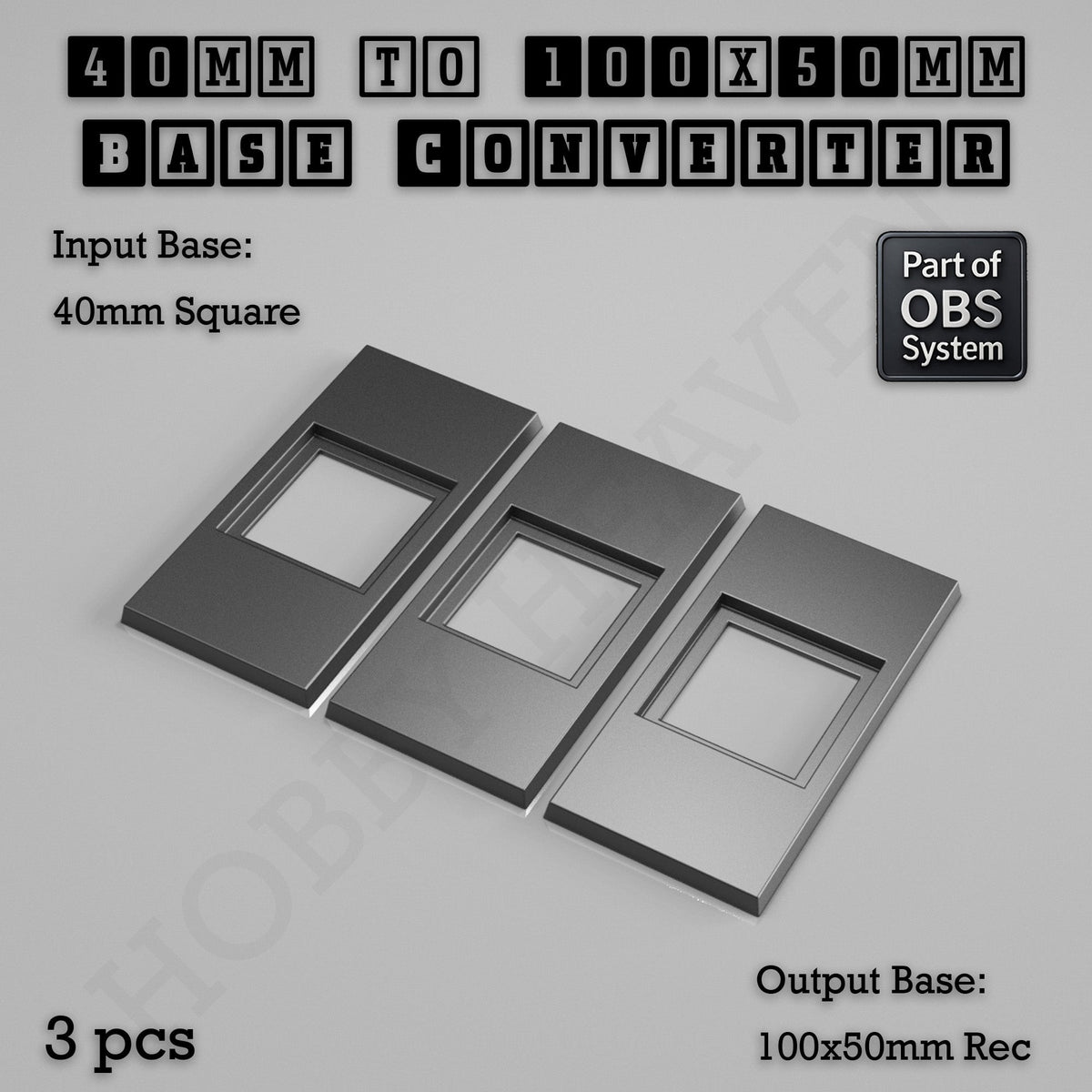 Square to Rectangle Bases Size Converters 3d Print Full Range