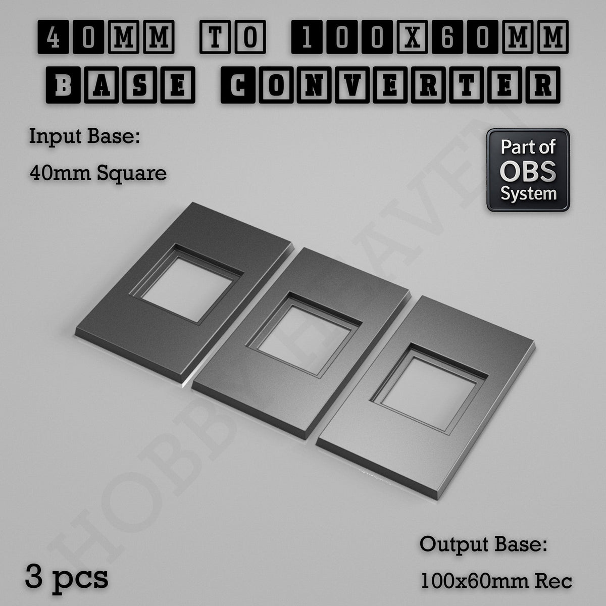 Square to Rectangle Bases Size Converters 3d Print Full Range