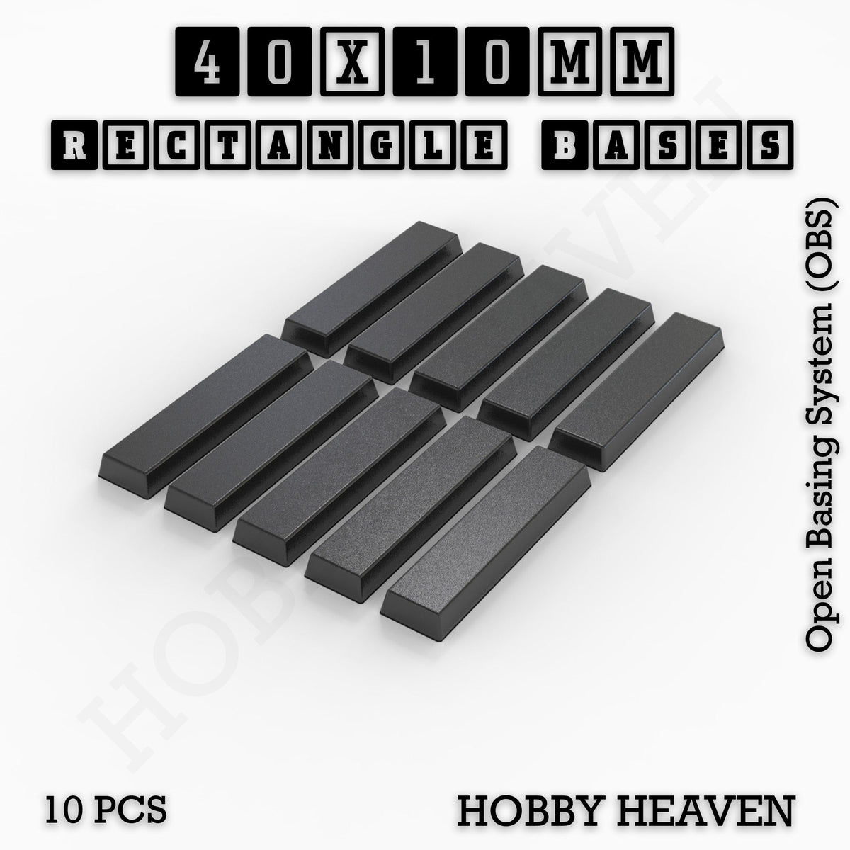 Rectangle Bases Medium Sizes - 75x30mm to 125x40mm and up to 100x90mm Wide - 3D Print Tabletop Games