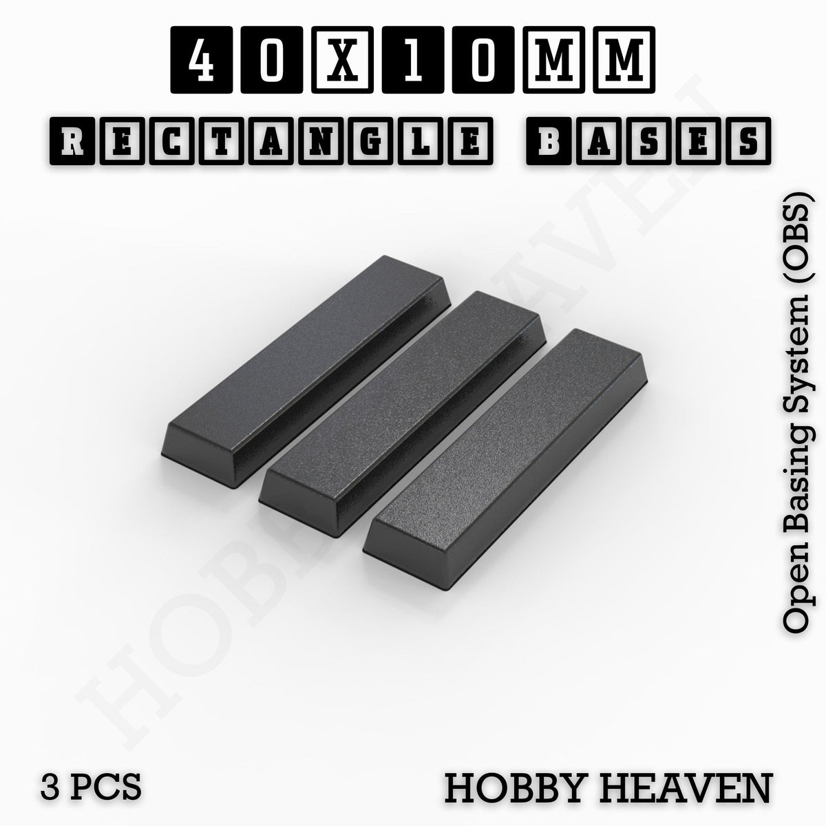 Rectangle Bases Small Sizes - 20x15mm to 75x25mm and up to 60x50mm Wide - 3D Print Tabletop Games