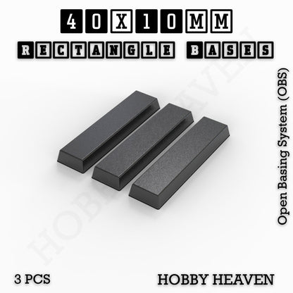 Rectangle Bases Medium Sizes - 75x30mm to 125x40mm and up to 100x90mm Wide - 3D Print Tabletop Games