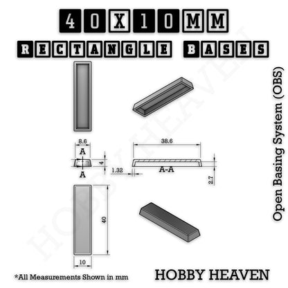 Rectangle Bases Medium Sizes - 75x30mm to 125x40mm and up to 100x90mm Wide - 3D Print Tabletop Games