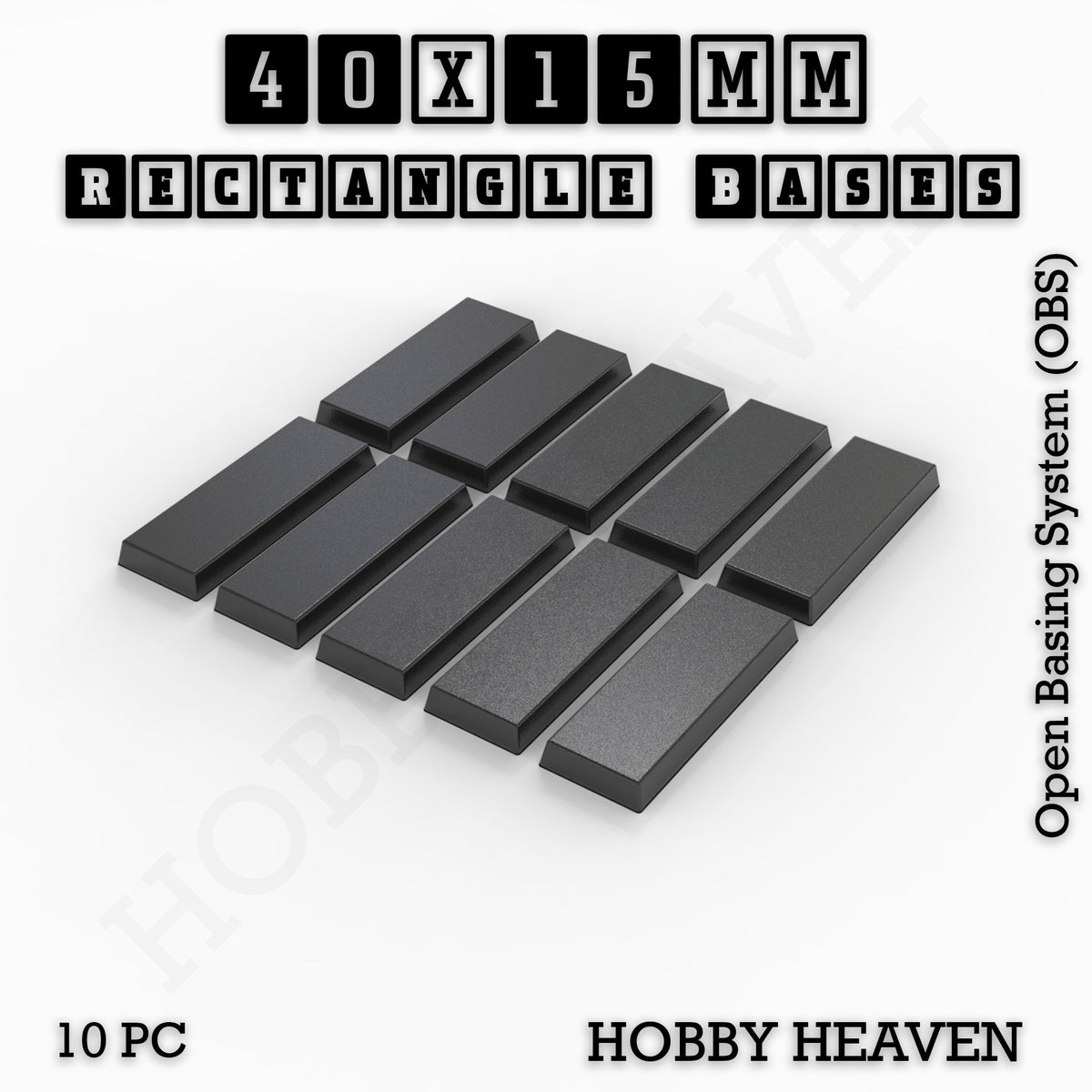 Rectangle Bases Medium Sizes - 75x30mm to 125x40mm and up to 100x90mm Wide - 3D Print Tabletop Games