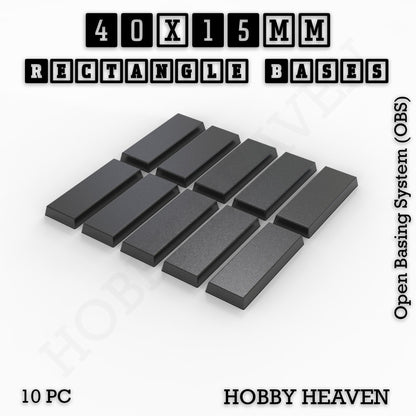Rectangle Bases Small Sizes - 20x15mm to 75x25mm and up to 60x50mm Wide - 3D Print Tabletop Games