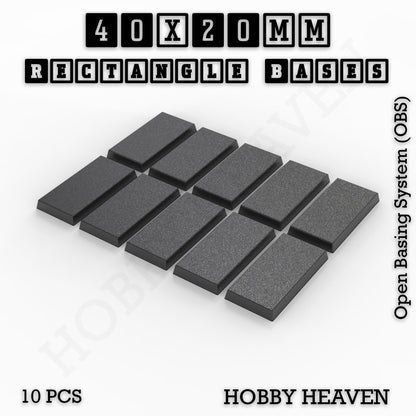 Rectangle Bases Small Sizes - 20x15mm to 75x25mm and up to 60x50mm Wide - 3D Print Tabletop Games
