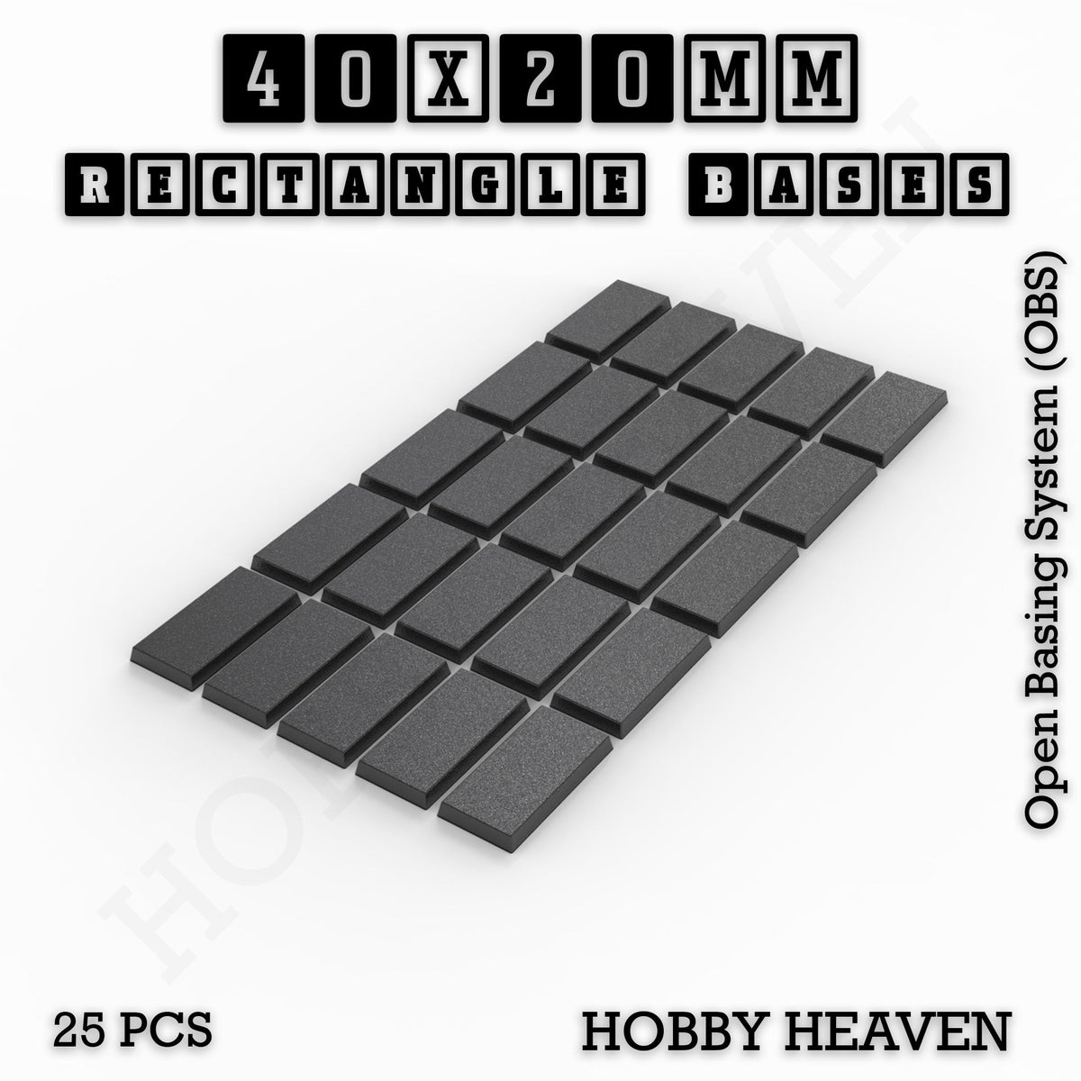 Rectangle Bases Small Sizes - 20x15mm to 75x25mm and up to 60x50mm Wide - 3D Print Tabletop Games