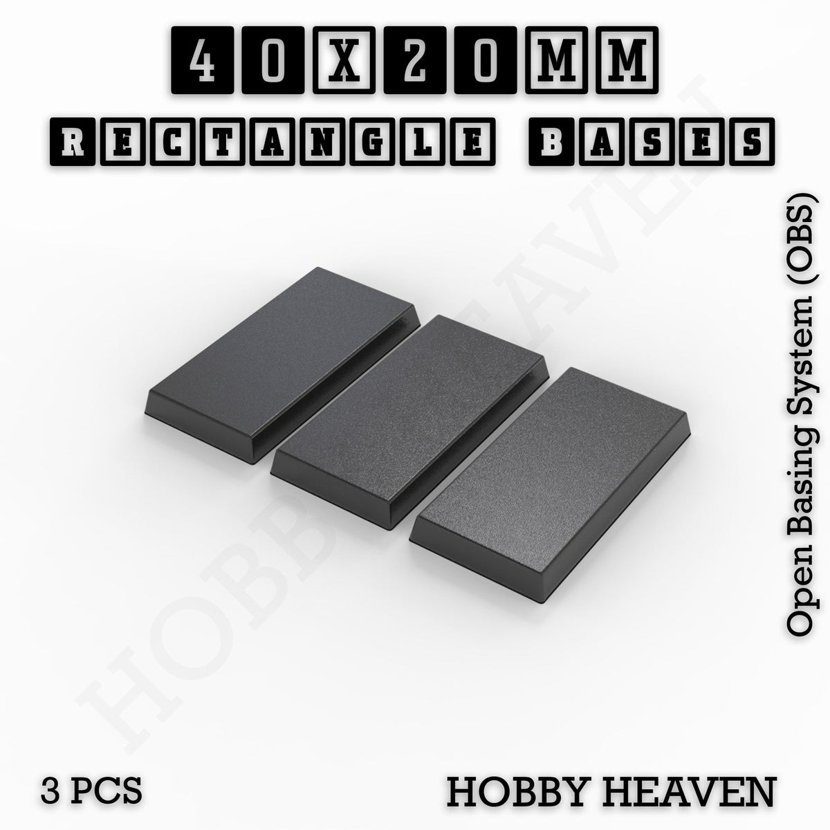 Rectangle Bases Medium Sizes - 75x30mm to 125x40mm and up to 100x90mm Wide - 3D Print Tabletop Games