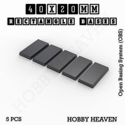 Rectangle Bases Medium Sizes - 75x30mm to 125x40mm and up to 100x90mm Wide - 3D Print Tabletop Games