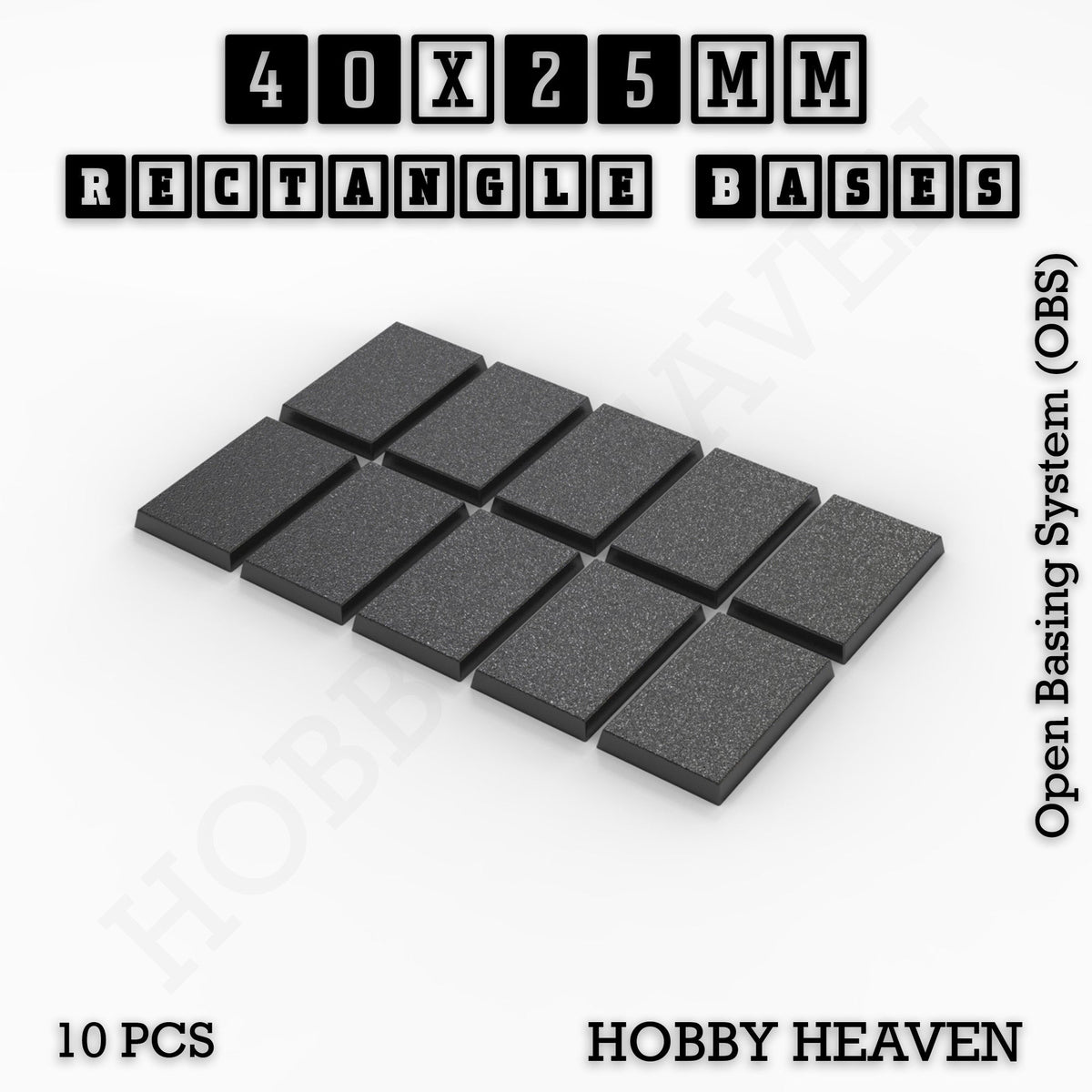 Rectangle Bases Small Sizes - 20x15mm to 75x25mm and up to 60x50mm Wide - 3D Print Tabletop Games