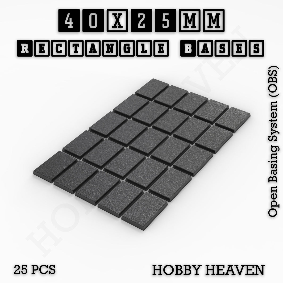 Rectangle Bases Medium Sizes - 75x30mm to 125x40mm and up to 100x90mm Wide - 3D Print Tabletop Games