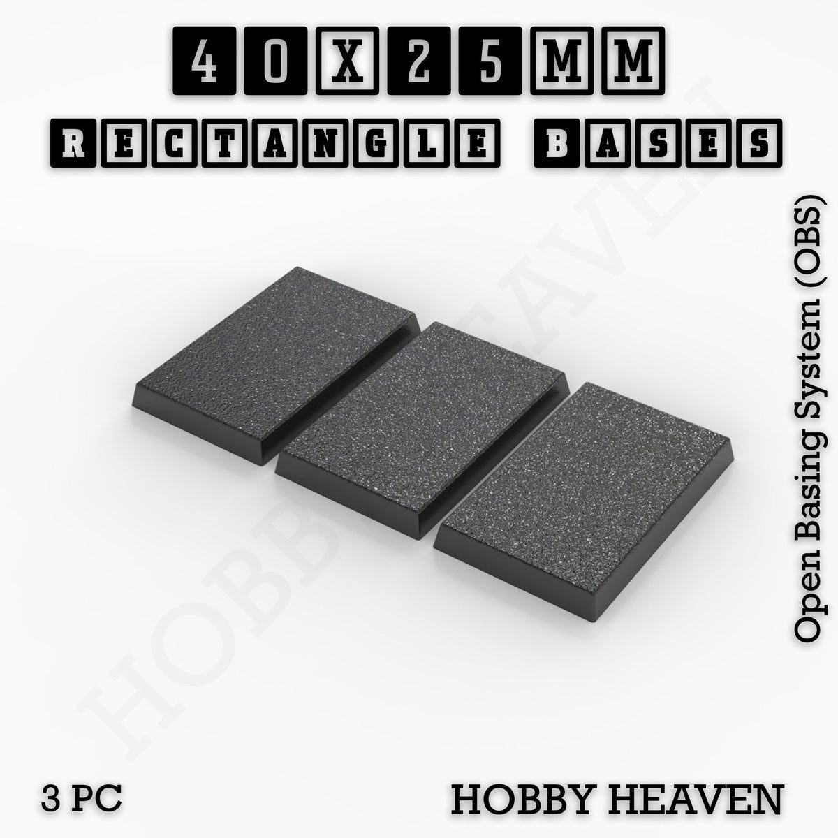 Rectangle Bases Medium Sizes - 75x30mm to 125x40mm and up to 100x90mm Wide - 3D Print Tabletop Games