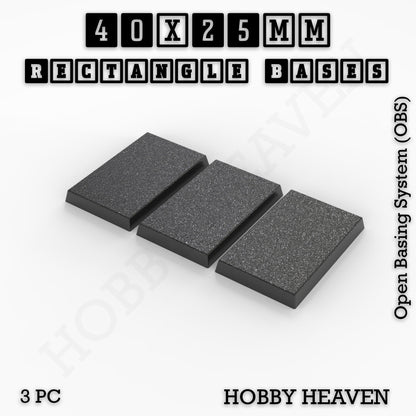Rectangle Bases Medium Sizes - 75x30mm to 125x40mm and up to 100x90mm Wide - 3D Print Tabletop Games