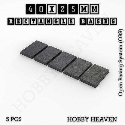 Rectangle Bases Small Sizes - 20x15mm to 75x25mm and up to 60x50mm Wide - 3D Print Tabletop Games