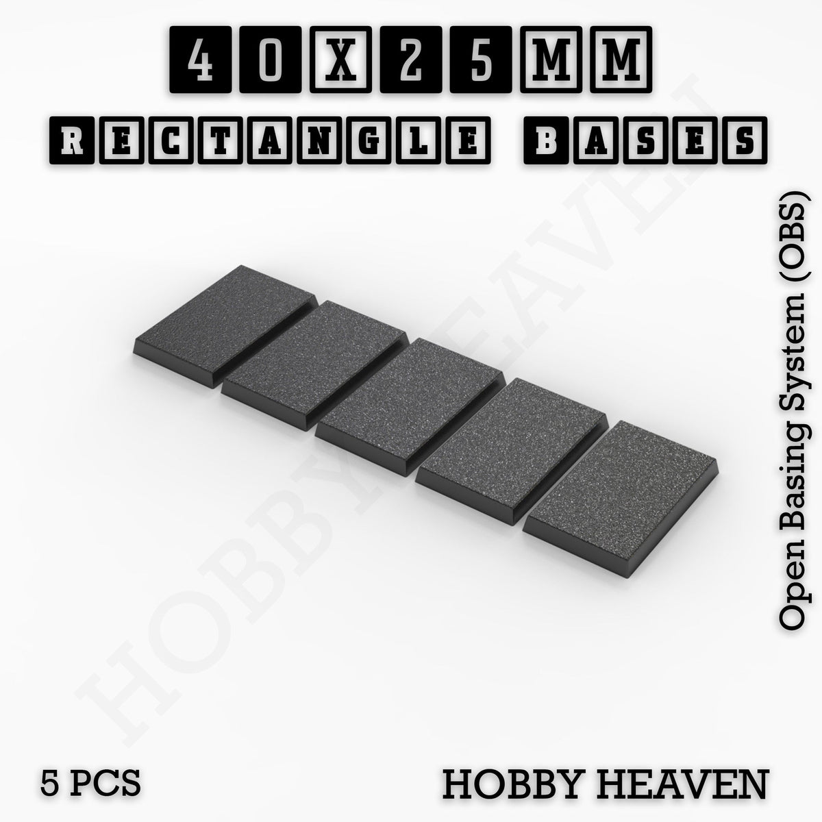 Rectangle Bases Medium Sizes - 75x30mm to 125x40mm and up to 100x90mm Wide - 3D Print Tabletop Games