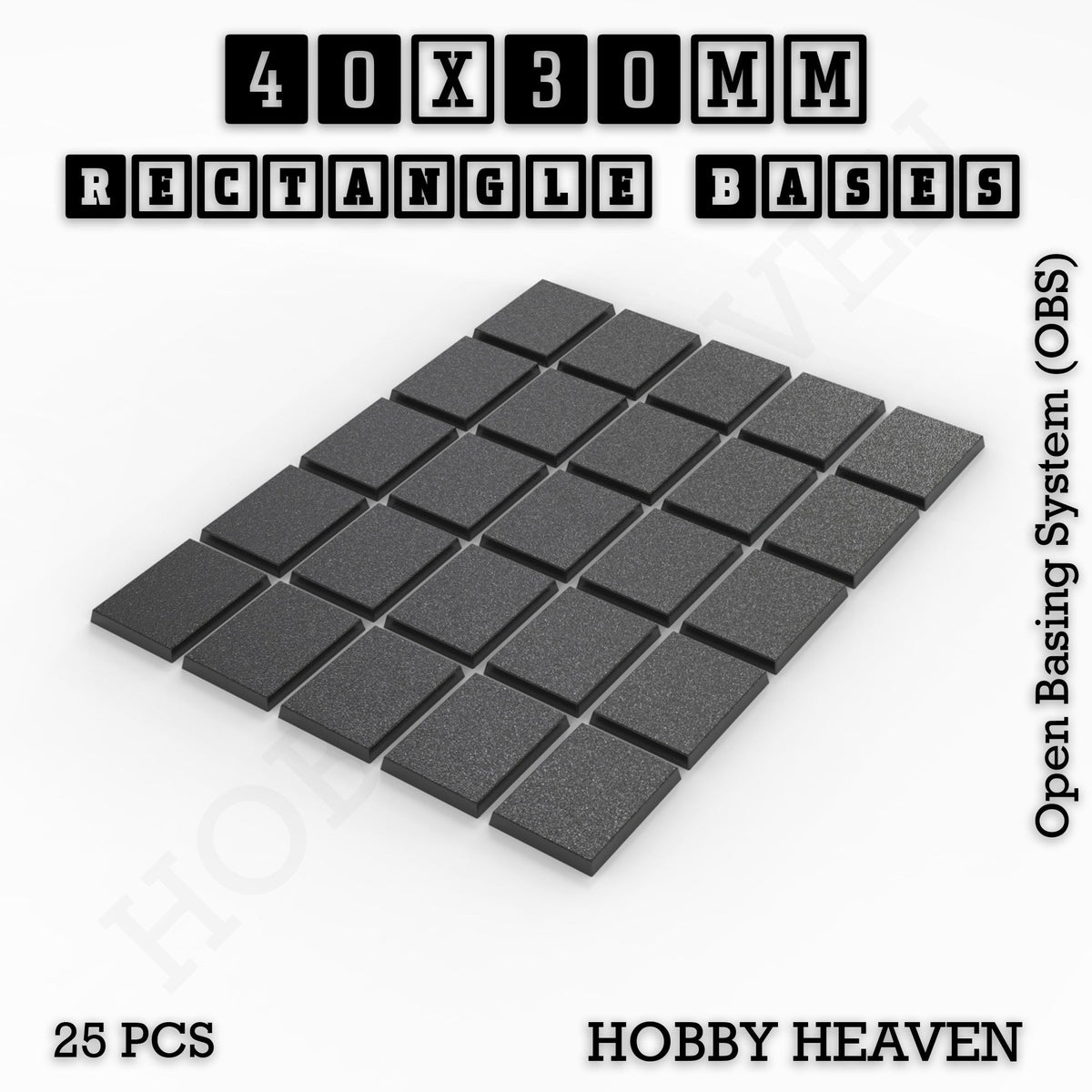 Rectangle Bases Medium Sizes - 75x30mm to 125x40mm and up to 100x90mm Wide - 3D Print Tabletop Games