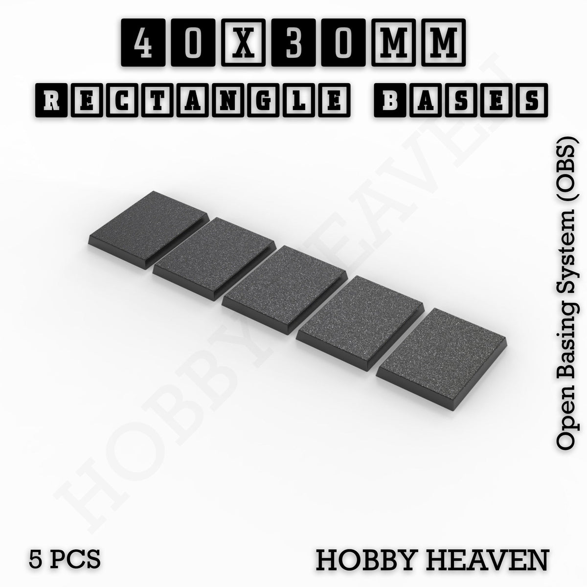 Rectangle Bases Medium Sizes - 75x30mm to 125x40mm and up to 100x90mm Wide - 3D Print Tabletop Games