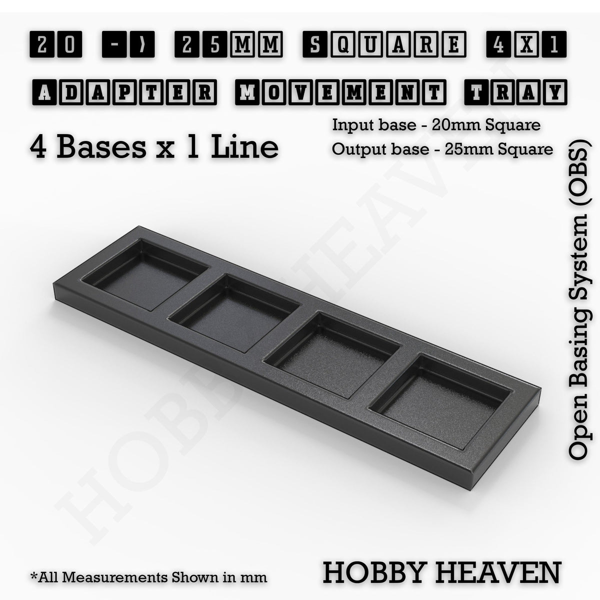 Square and Rectangle Movement Tray Adapters for Tabletop Games
