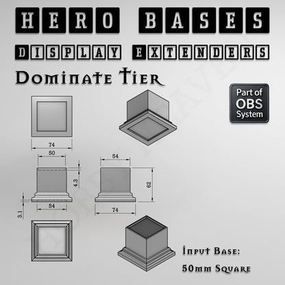 Hero Bases Display Extenders | Squares and Rectangles | Convert Gaming Bases to Display Bases & Plinths