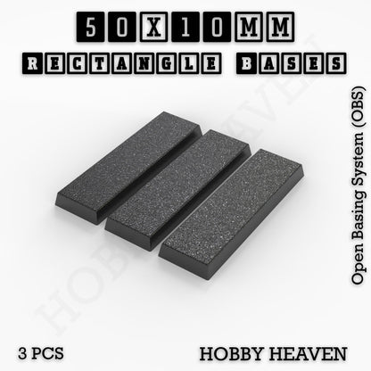 Rectangle Bases Medium Sizes - 75x30mm to 125x40mm and up to 100x90mm Wide - 3D Print Tabletop Games