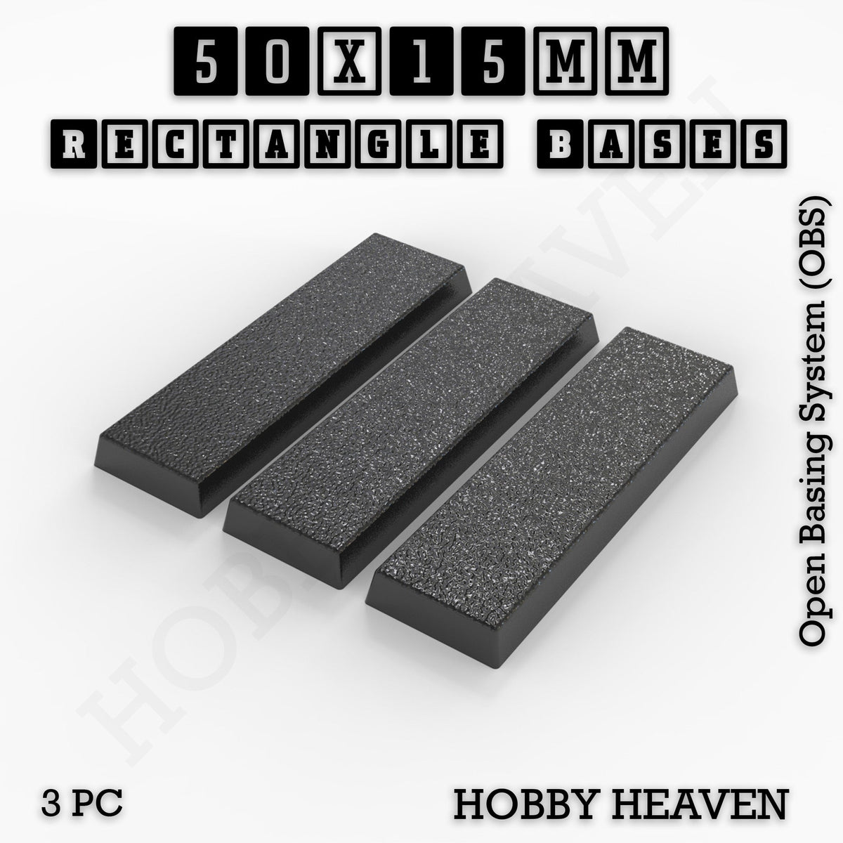 Rectangle Bases Medium Sizes - 75x30mm to 125x40mm and up to 100x90mm Wide - 3D Print Tabletop Games