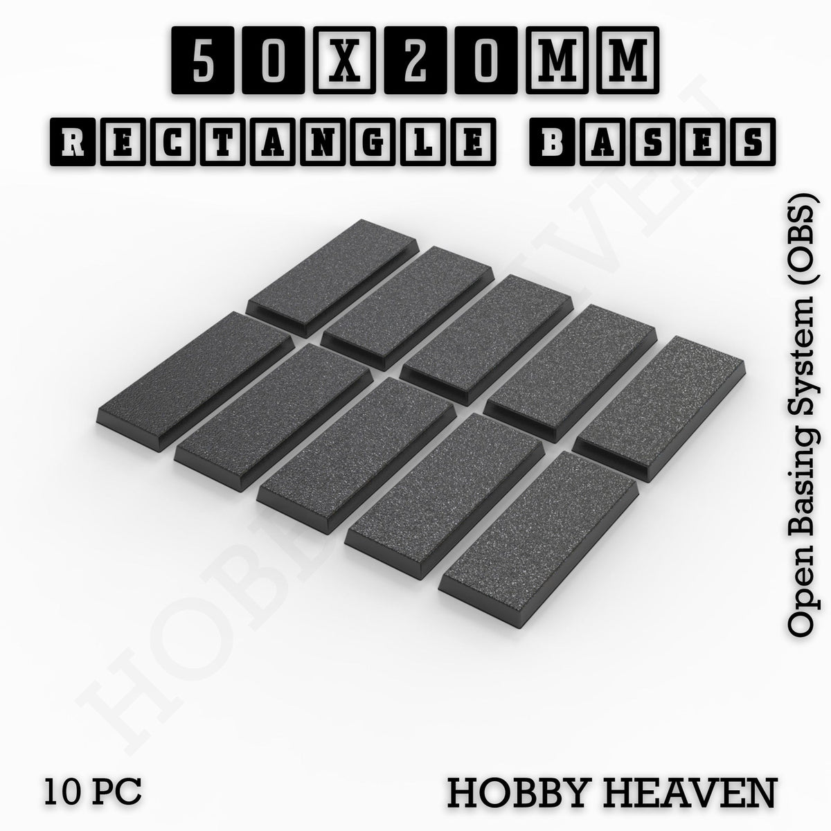 Rectangle Bases Small Sizes - 20x15mm to 75x25mm and up to 60x50mm Wide - 3D Print Tabletop Games