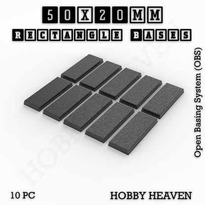 Rectangle Bases Medium Sizes - 75x30mm to 125x40mm and up to 100x90mm Wide - 3D Print Tabletop Games