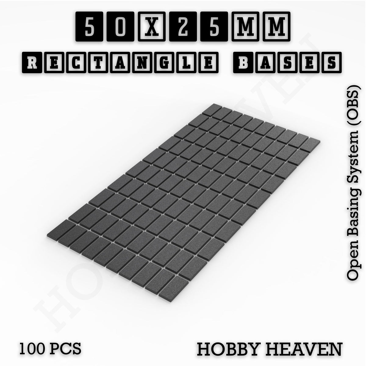 Rectangle Bases Medium Sizes - 75x30mm to 125x40mm and up to 100x90mm Wide - 3D Print Tabletop Games