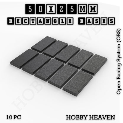 Rectangle Bases Small Sizes - 20x15mm to 75x25mm and up to 60x50mm Wide - 3D Print Tabletop Games