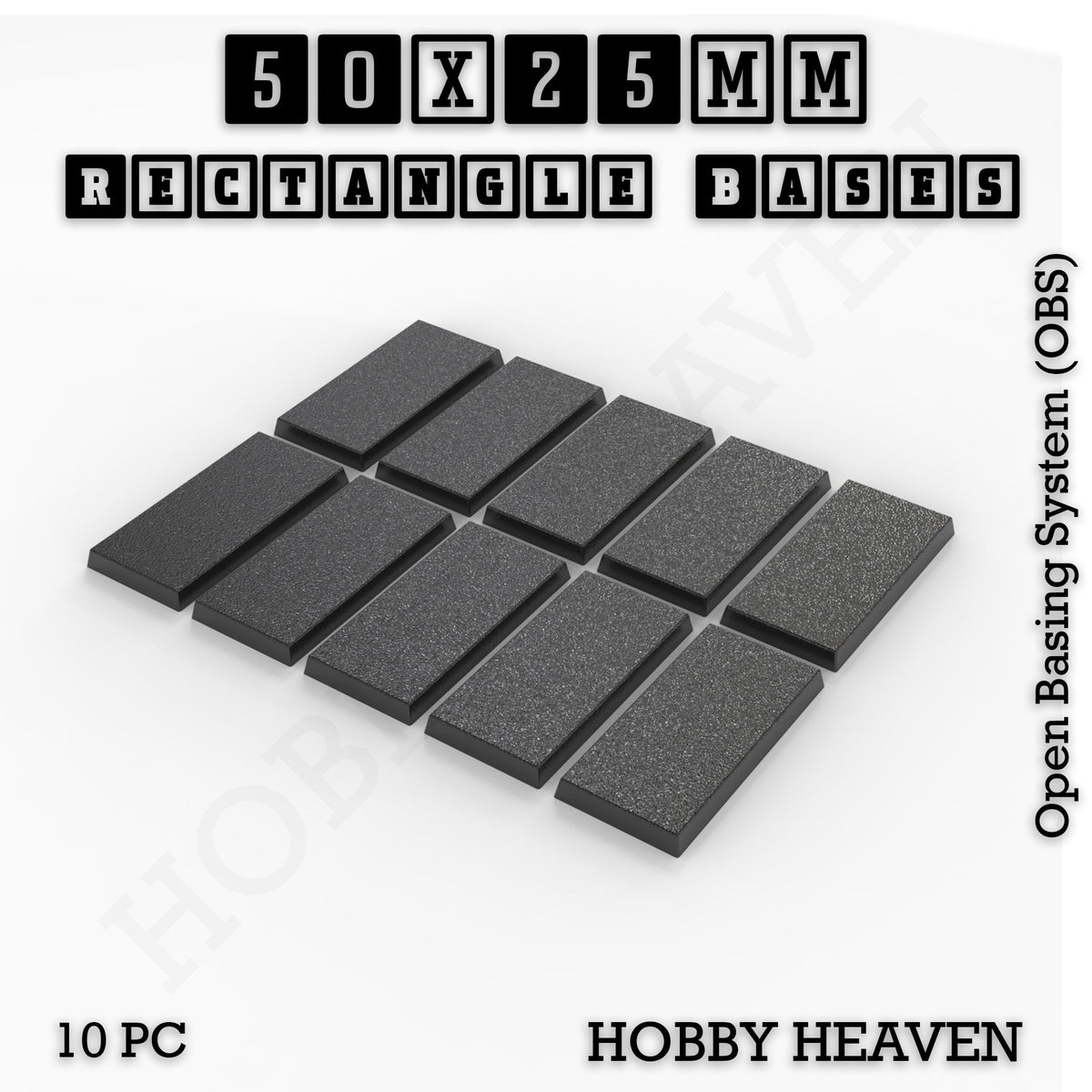 Rectangle Bases Medium Sizes - 75x30mm to 125x40mm and up to 100x90mm Wide - 3D Print Tabletop Games