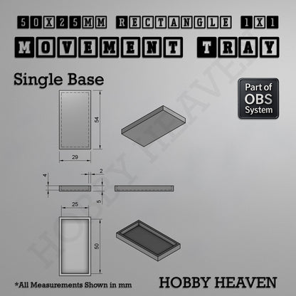 Rectangle Movement Trays | Cavalry & Monsters | 50×25-100×60mm | OBS System