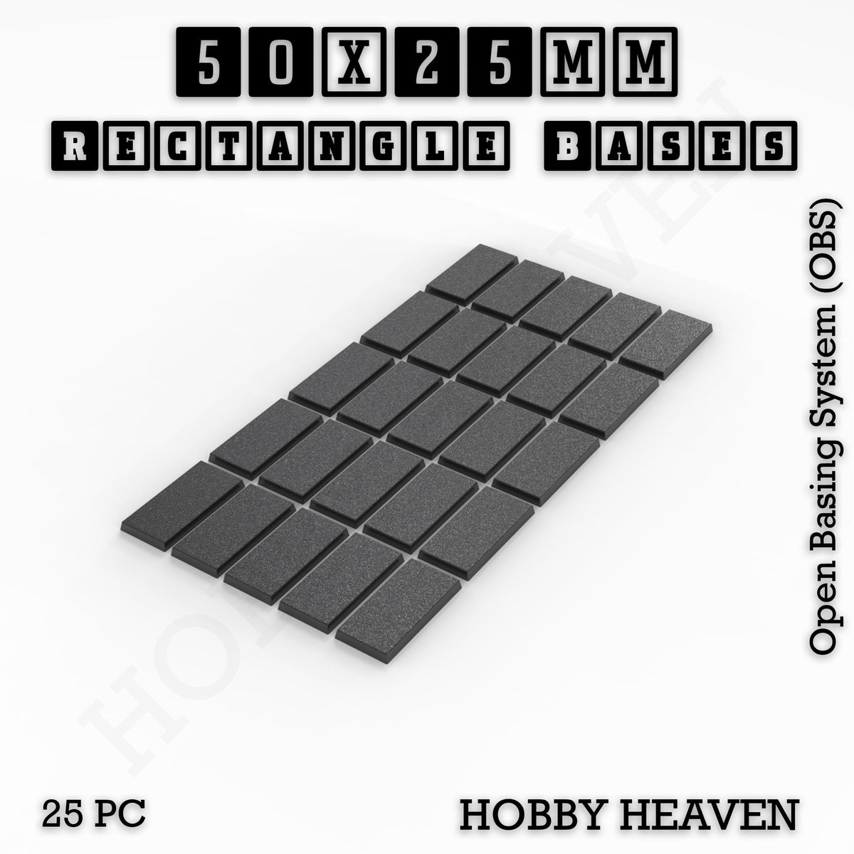 Rectangle Bases Medium Sizes - 75x30mm to 125x40mm and up to 100x90mm Wide - 3D Print Tabletop Games