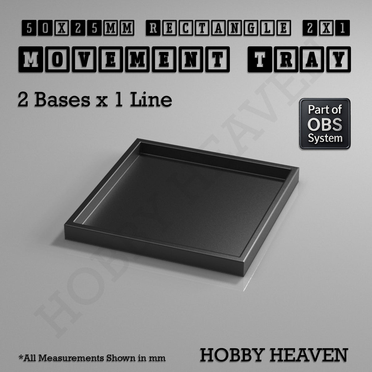 Rectangle Movement Trays | Cavalry & Monsters | 50×25-100×60mm | OBS System