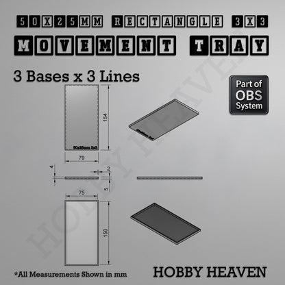 Rectangle Movement Trays | Cavalry & Monsters | 50×25-100×60mm | OBS System