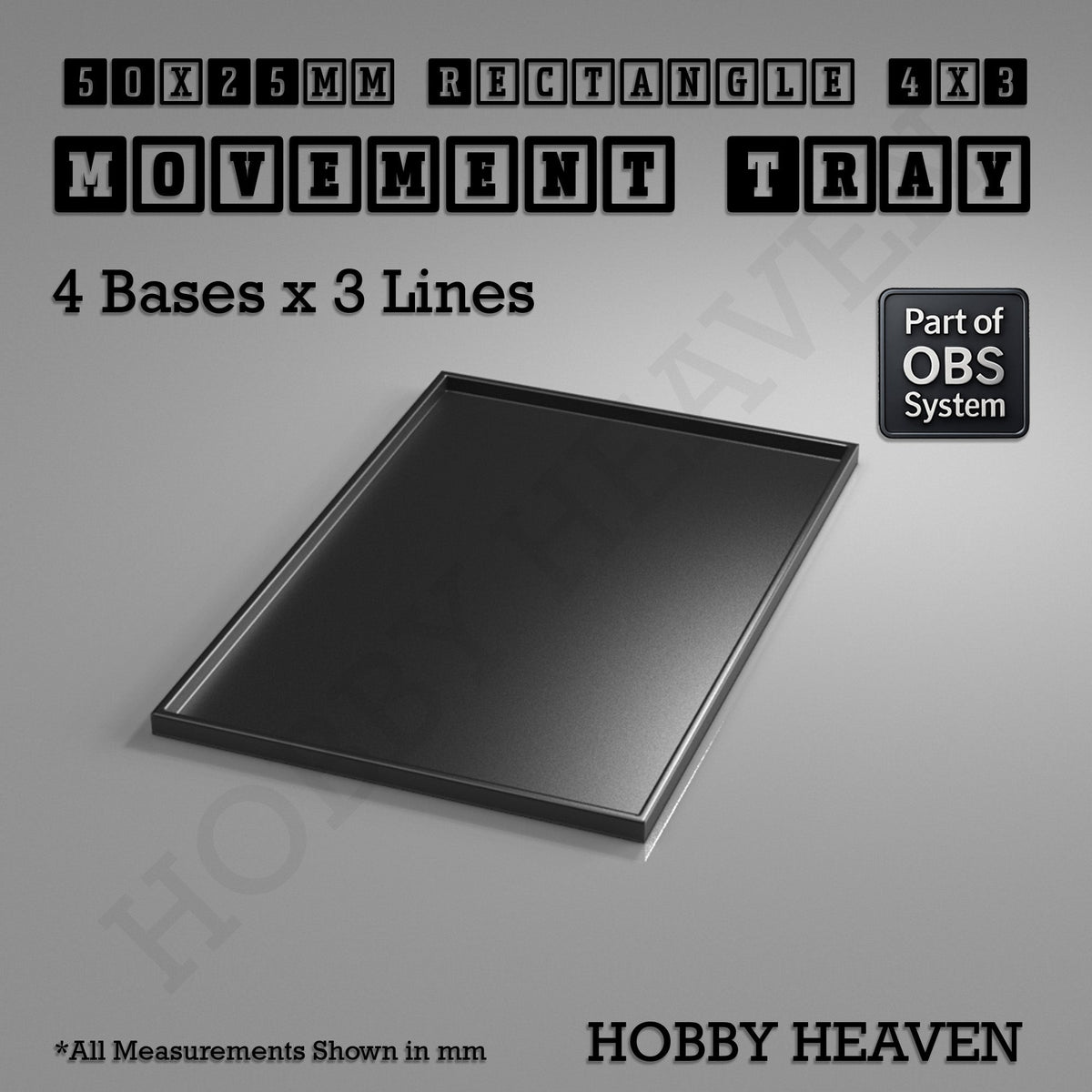 Rectangle Movement Trays | Cavalry & Monsters | 50×25-100×60mm | OBS System