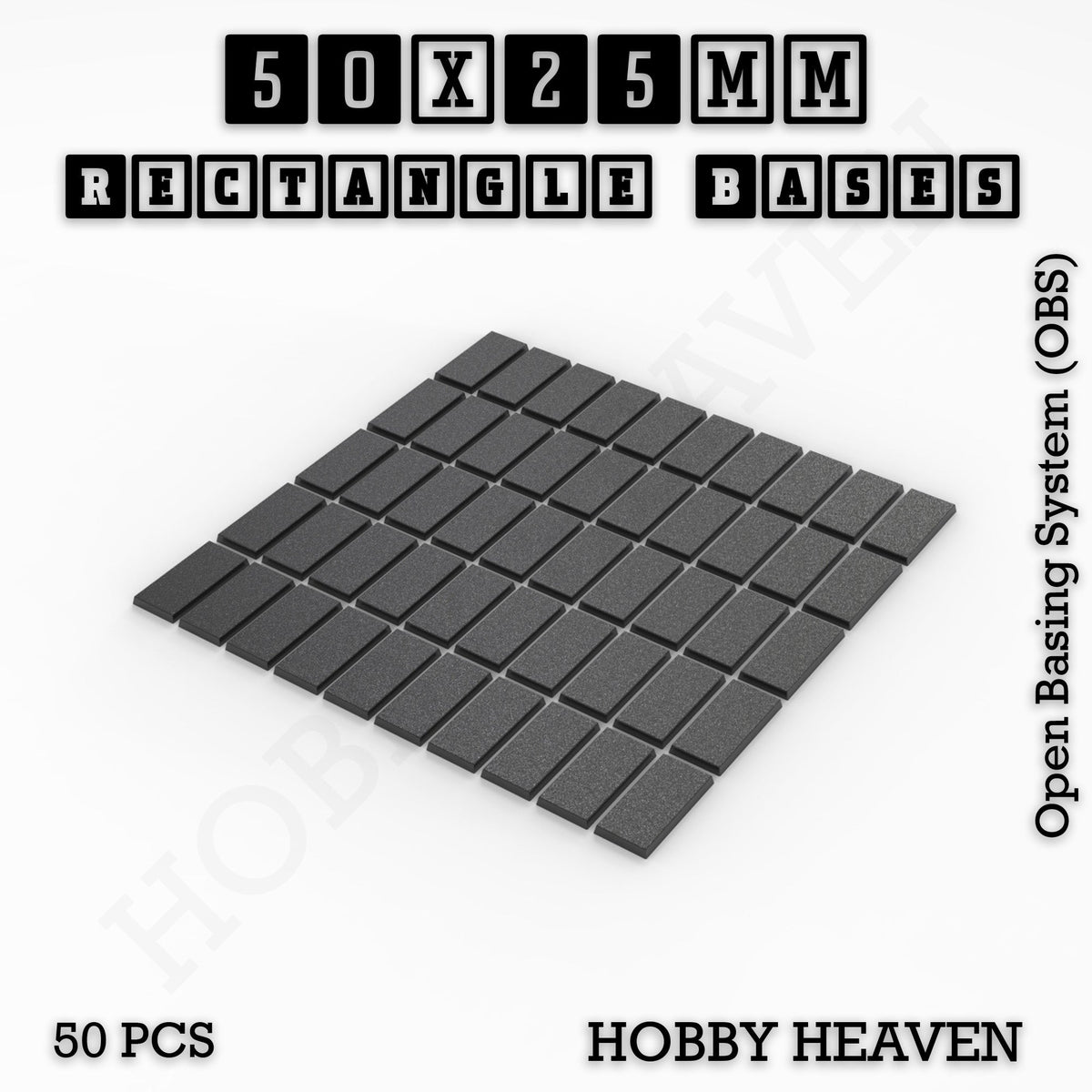 Rectangle Bases Small Sizes - 20x15mm to 75x25mm and up to 60x50mm Wide - 3D Print Tabletop Games