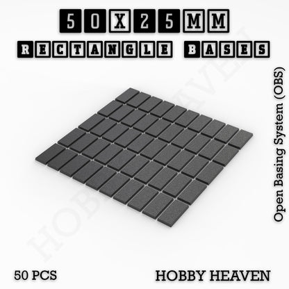 Rectangle Bases Small Sizes - 20x15mm to 75x25mm and up to 60x50mm Wide - 3D Print Tabletop Games