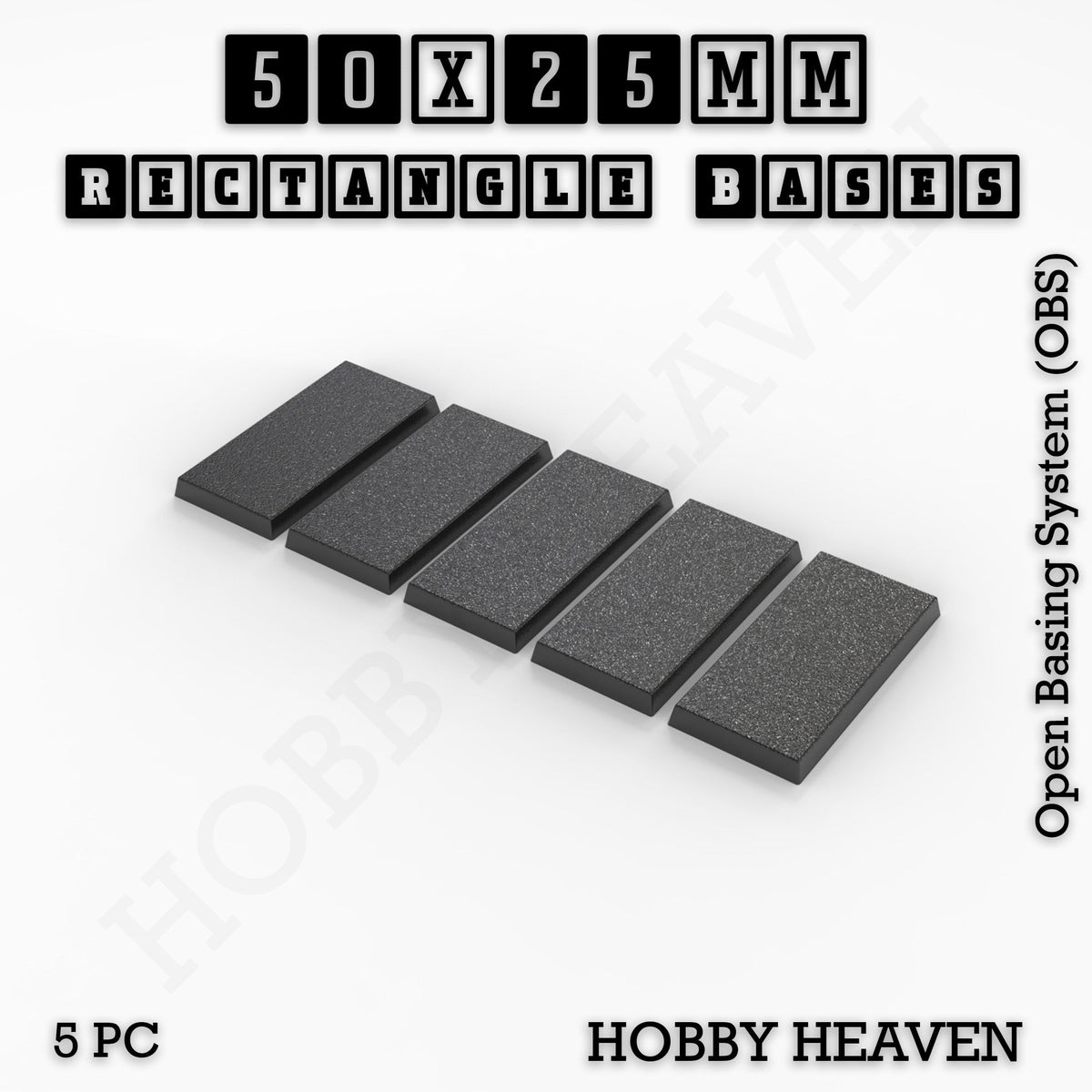 Rectangle Bases Medium Sizes - 75x30mm to 125x40mm and up to 100x90mm Wide - 3D Print Tabletop Games