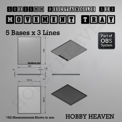 Rectangle Movement Trays | Cavalry & Monsters | 50×25-100×60mm | OBS System