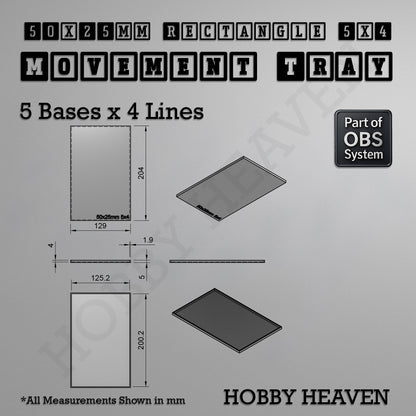 Rectangle Movement Trays | Cavalry & Monsters | 50×25-100×60mm | OBS System
