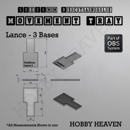 Rectangle Movement Trays | Cavalry & Monsters | 50×25-100×60mm | OBS System