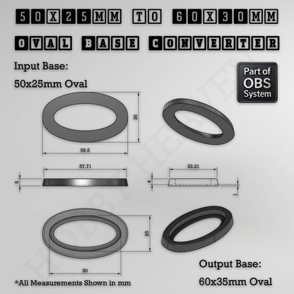 Oval to Oval Bases Size Converters 3D Print Full Range