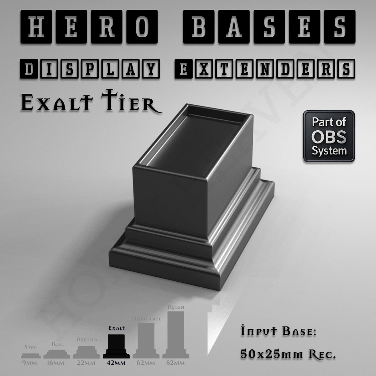 Hero Bases Display Extenders | Squares and Rectangles | Convert Gaming Bases to Display Bases & Plinths