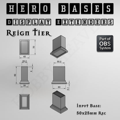 Hero Bases Display Extenders | Squares and Rectangles | Convert Gaming Bases to Display Bases & Plinths