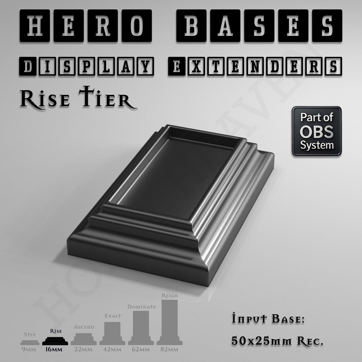 Hero Bases Display Extenders | Squares and Rectangles | Convert Gaming Bases to Display Bases & Plinths