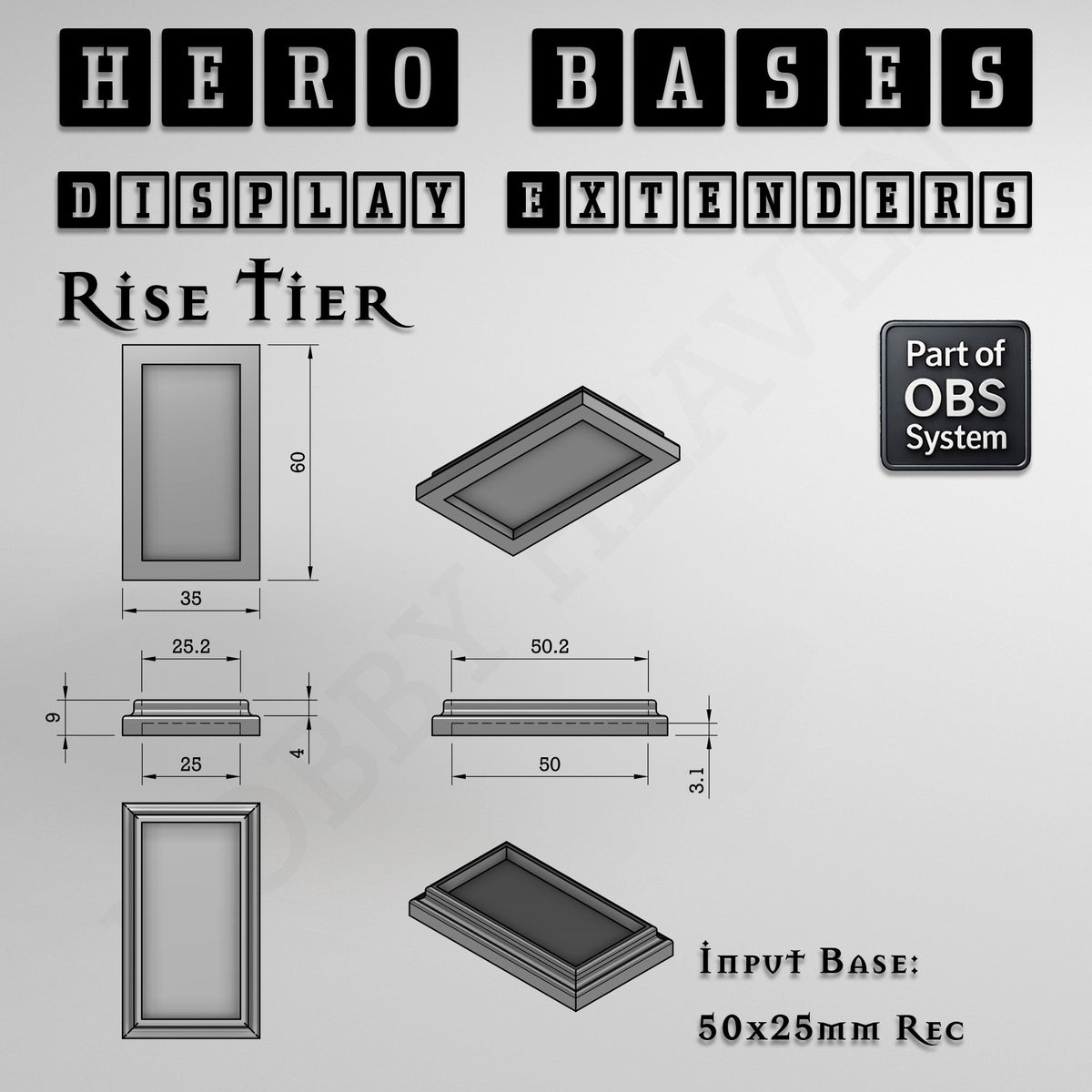 Hero Bases Display Extenders | Squares and Rectangles | Convert Gaming Bases to Display Bases & Plinths