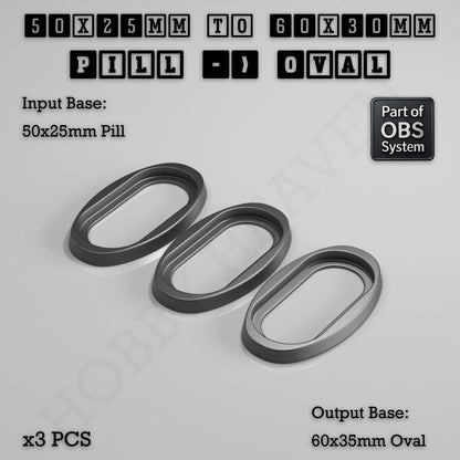 Oval to Oval Bases Size Converters 3D Print Full Range
