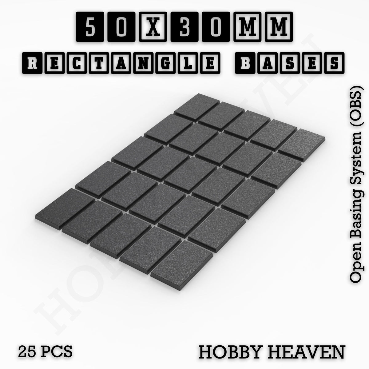 Rectangle Bases Small Sizes - 20x15mm to 75x25mm and up to 60x50mm Wide - 3D Print Tabletop Games