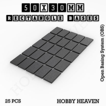 Rectangle Bases Small Sizes - 20x15mm to 75x25mm and up to 60x50mm Wide - 3D Print Tabletop Games