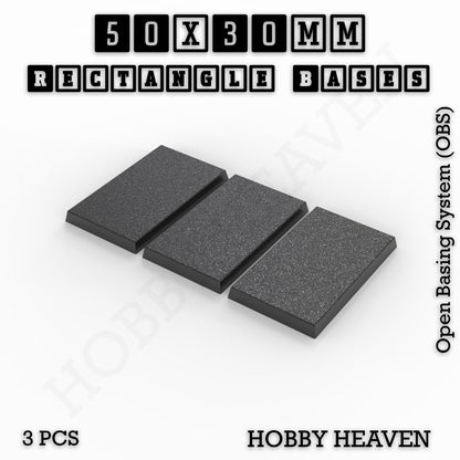 Rectangle Bases Small Sizes - 20x15mm to 75x25mm and up to 60x50mm Wide - 3D Print Tabletop Games